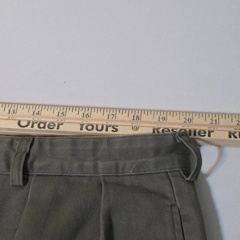 VTG Polo Ralph Lauren Chino Pants Mens 40x32 Olive Green Pleated Cotton Trousers